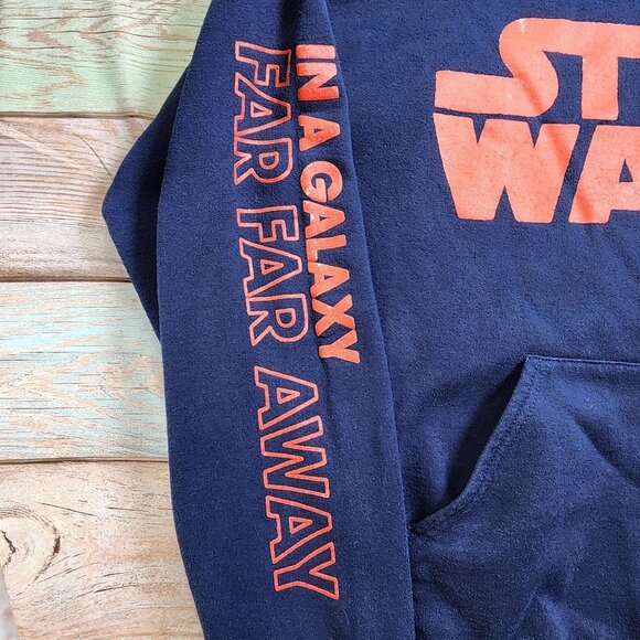 Star Wars Hoodie Medium Navy Fifth Sun Front & Arm Graphics Pullover - Picture 7 of 12